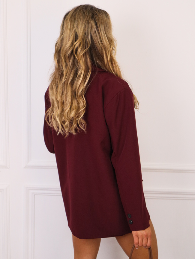 MARYNARKA OVERSIZE ZAPINANA NA GUZIKI- BORDOWA