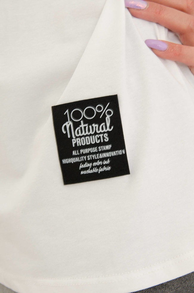 BIAŁY T-SHIRT OVERSIZE Z NAPISEM