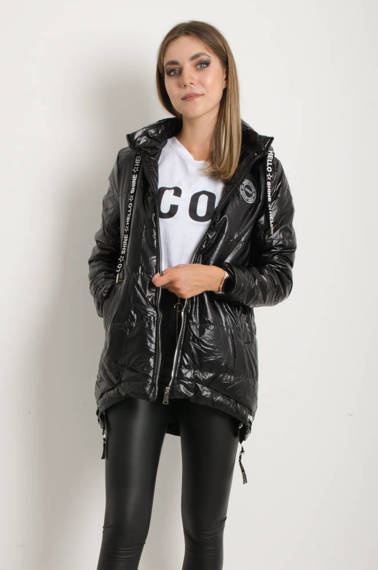 KURTKA PRZEJŚCIOWA ASYMETRYCZNA- CZARNA