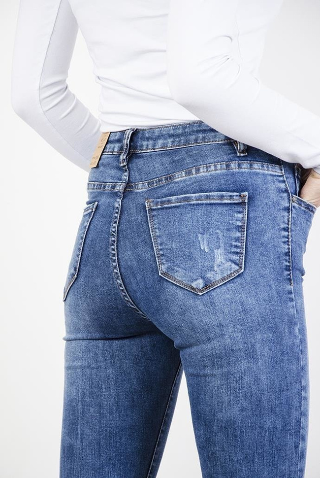 Jeansowe spodnie skinny jeans z wysokim stanem