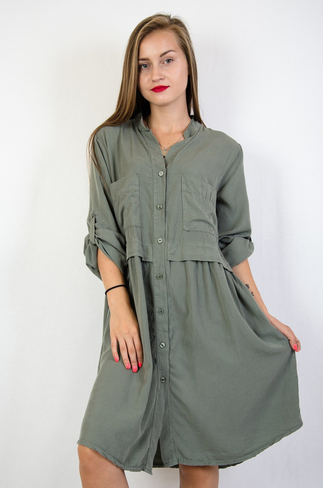Zielona dwuwarstwowa sukienka oversize