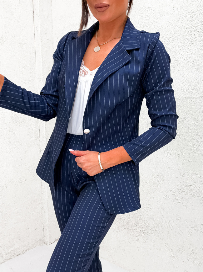 KOMPLET GARNITUROWY SPODNIE+ MARYNARKA- GRANATOWY