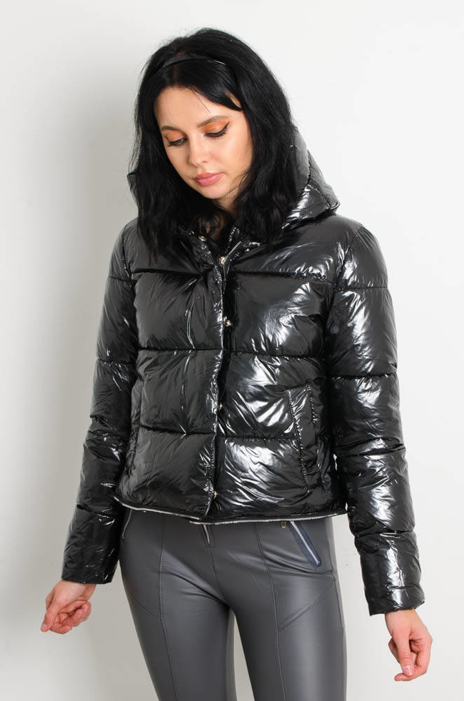 CZARNA KURTKA WINYLOWA 3W1