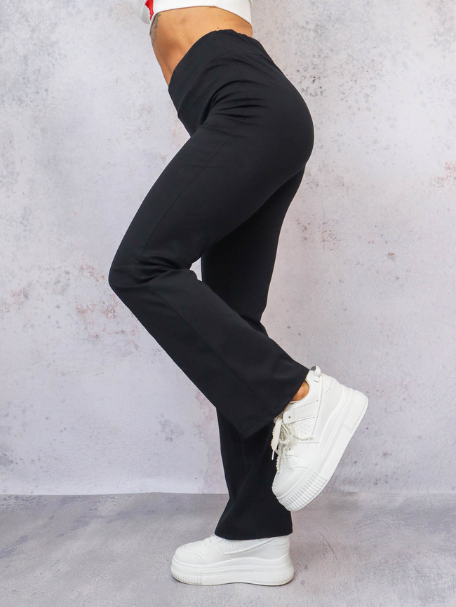 SPODNIE DZWONY FLARE Z PRZESZYCIEM- CZARNE