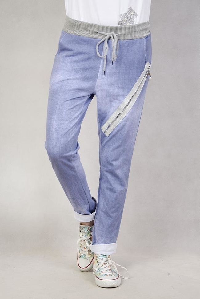 Spodnie dresowe z zamkiem niebieskie