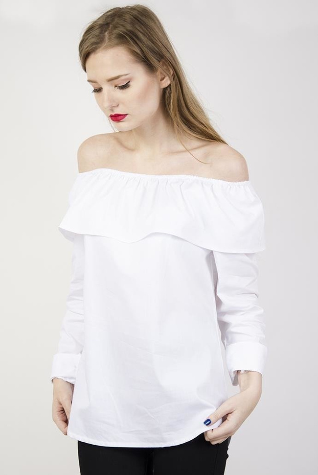 Koszula biała z hiszpańskim dekoltem