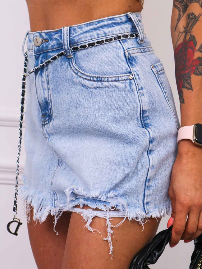 JASNOJEANSOWE SPÓDNICO-SPODENKI Z PRZETARCIAMI+ PASEK