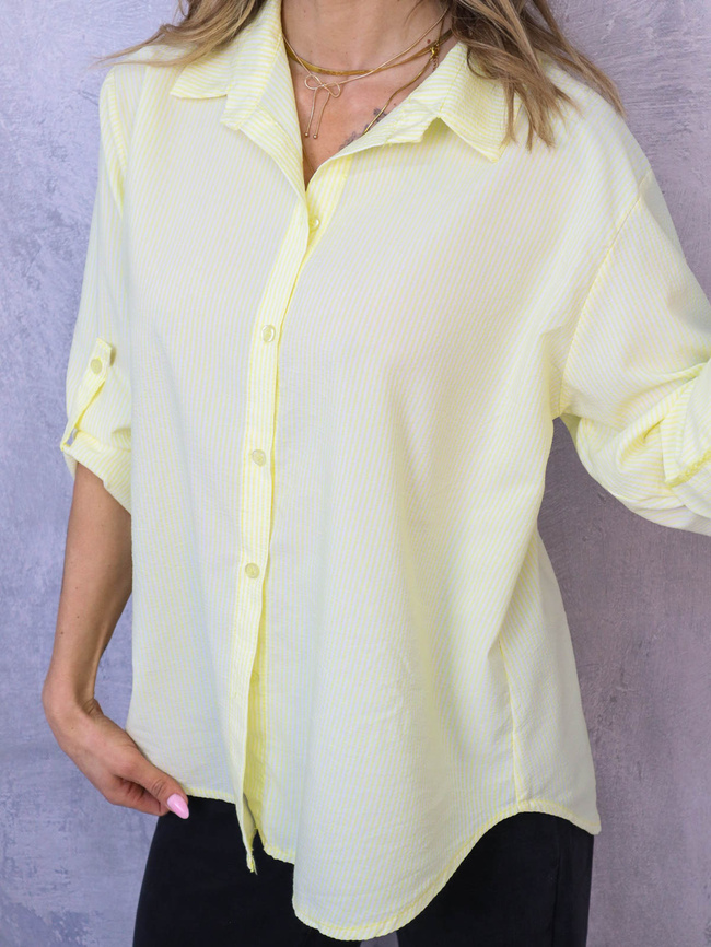 KOSZULA OVERSIZE W PASKI- ŻÓŁTA