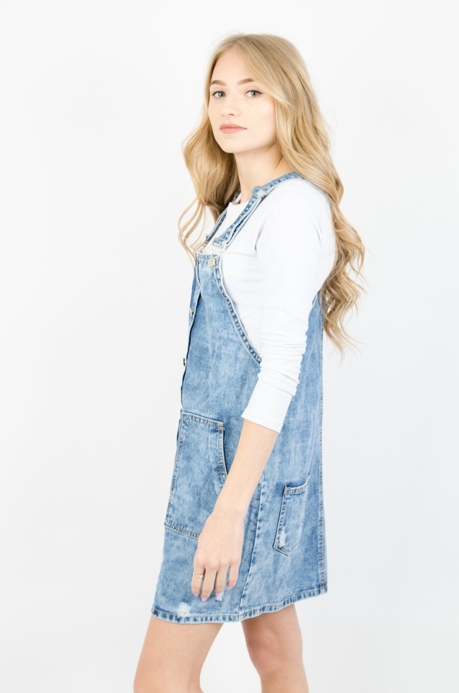 JEANSOWA OGRODNICZKA Z GUZIKAMI