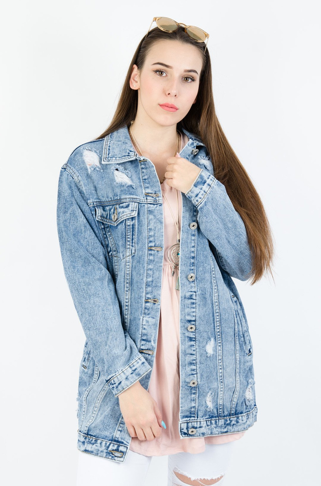 DŁUGA KURTKA JEANSOWA