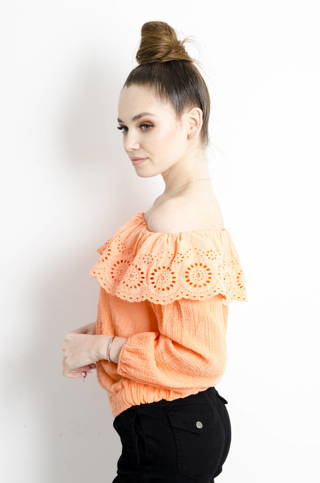 BLUZKA HISZPANKA Z KORONKĄ - POMARAŃCZOWA