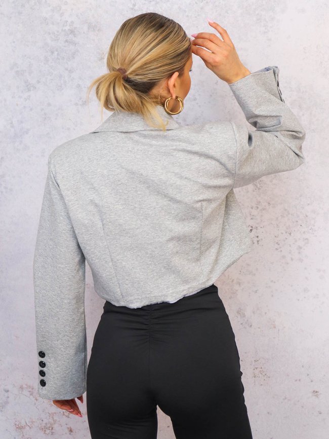 KRÓTKA MARYNARKA ZAPINANA NA GUZIKI- SZARA