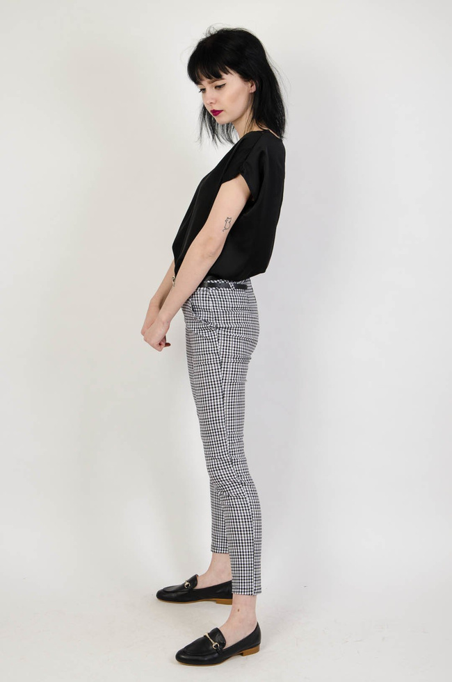 Eleganckie spodnie w pepitkę + pasek 