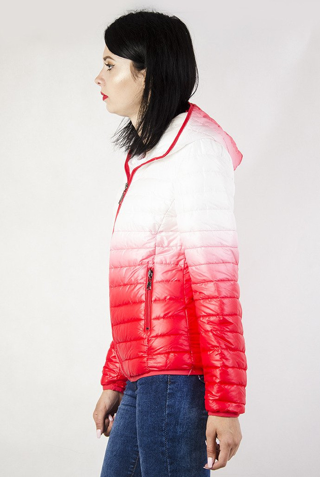 Kurtka pikowana biało-czerwona