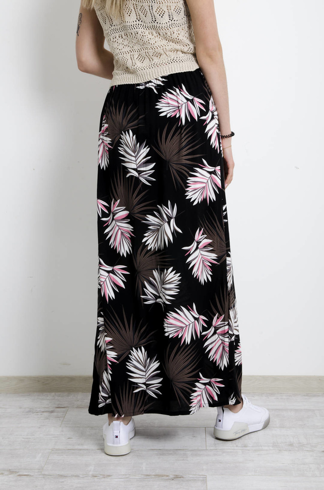 SPÓDNICA WZORZYSTA MAXI-CZARNA 