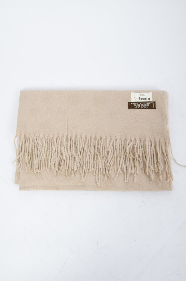 Beżowy szal z wytłaczanym wzorem kwiatowym