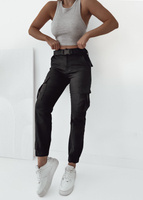 Spodnie bojówki z kieszeniami+ pasek - czarne - Olika