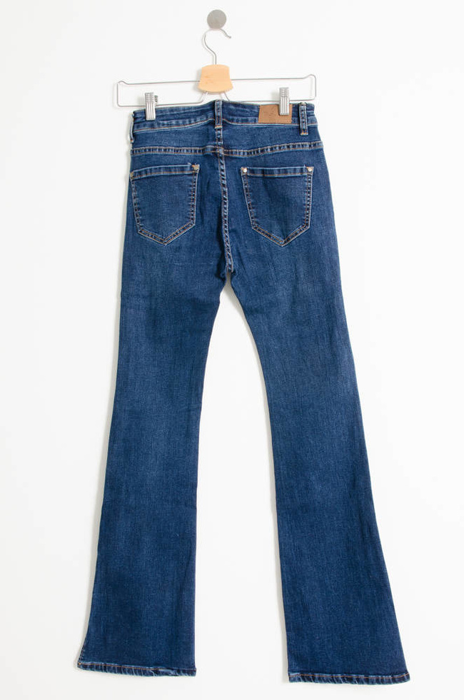 NIEBIESKIE SPODNIE JEANSOWE DZWONY Z WYSOKIM STANEM