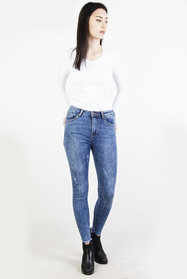 Jeansowe spodnie skinny jeans z wysokim stanem