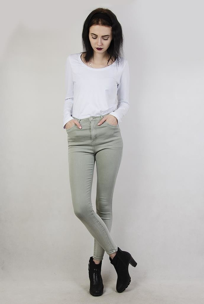Jasnoszare spodnie skinny jeans, cieniowane
