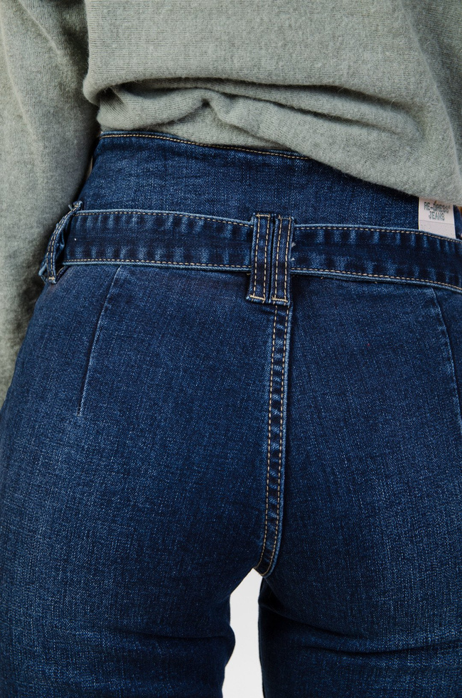 Spodnie jeansowe z wysokim stanem bez kieszeni