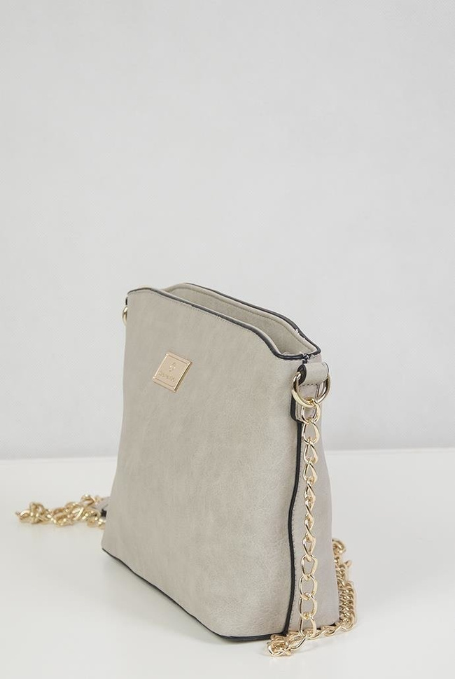 Szara torebka na złotym łańcuszku