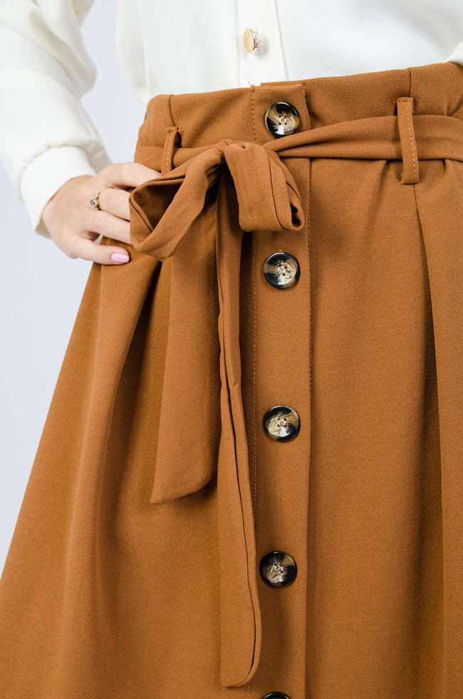 Brązowa plisowana spódnica midi 