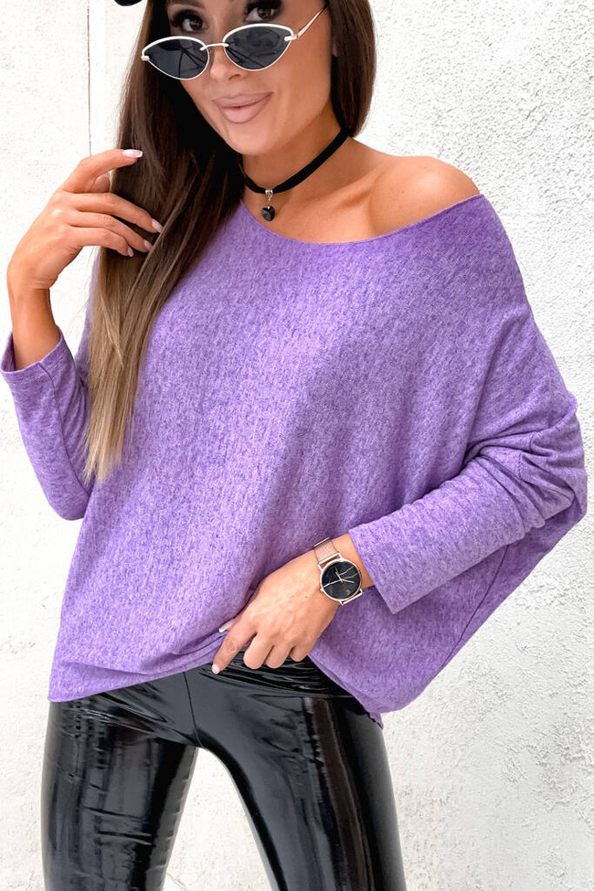 ASYMETRYCZNA BLUZKA OVERSIZE - FIOLETOWA