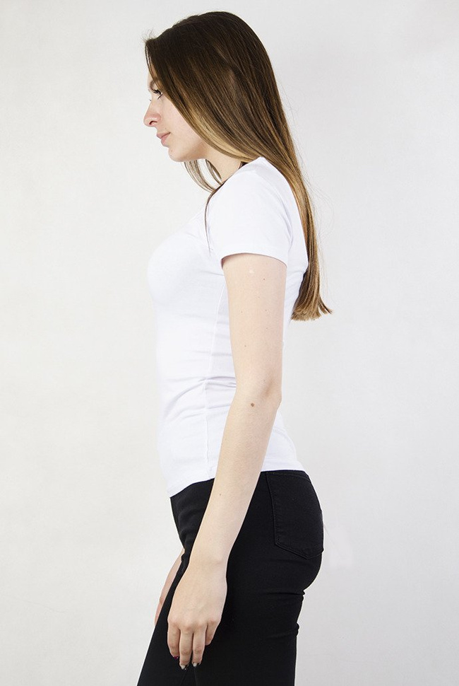 Biała bluzka basic z wyciętymi plecami