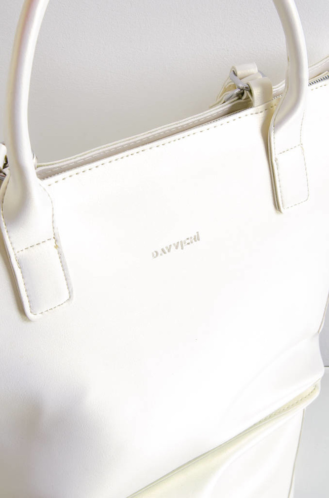 TOREBKA TYPU SHOPPER Z ZAMKAMI PO BOKACH- PERŁOWA