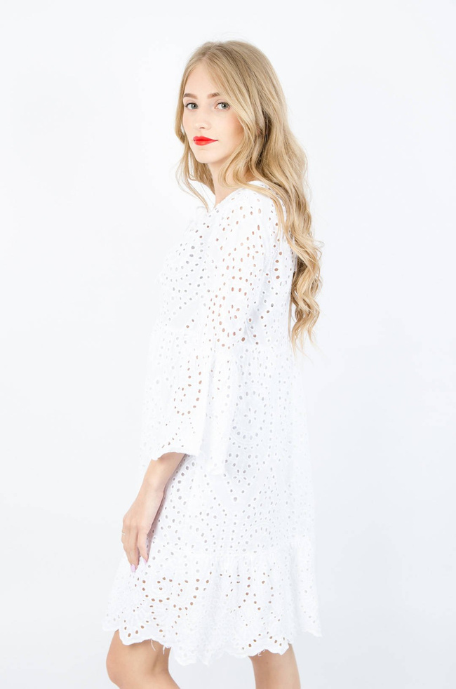 BIAŁA AŻUROWA SUKIENKA