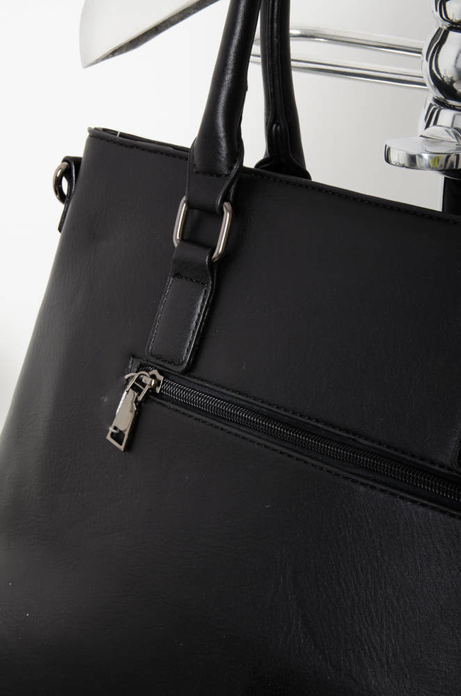CZARNA TOREBKA Z IMITACJI SKÓRY TYPU SHOPPER