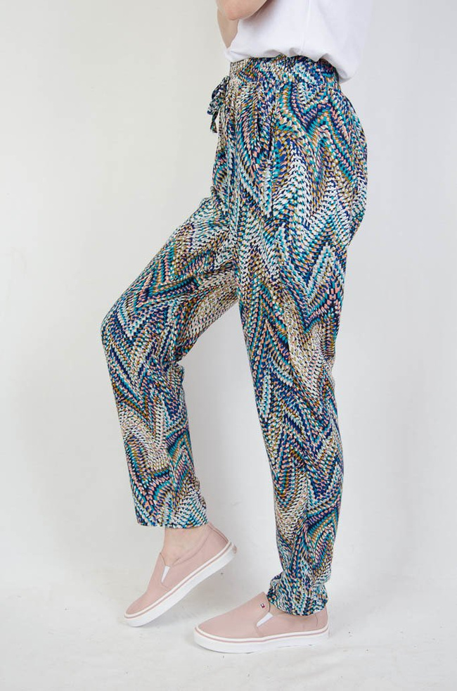 Spodnie alladynki wzorzyste- wielokolorowe