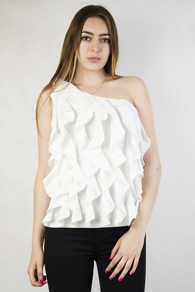 Biała bluzka z falbanami 