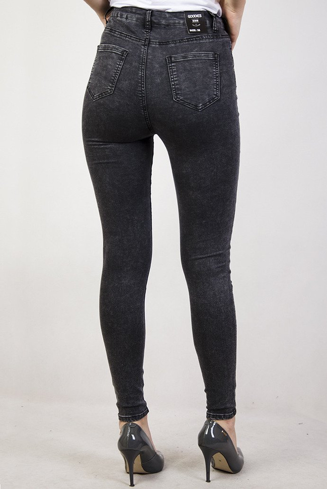 Spodnie jeansowe marmurkowe z rozcięciami