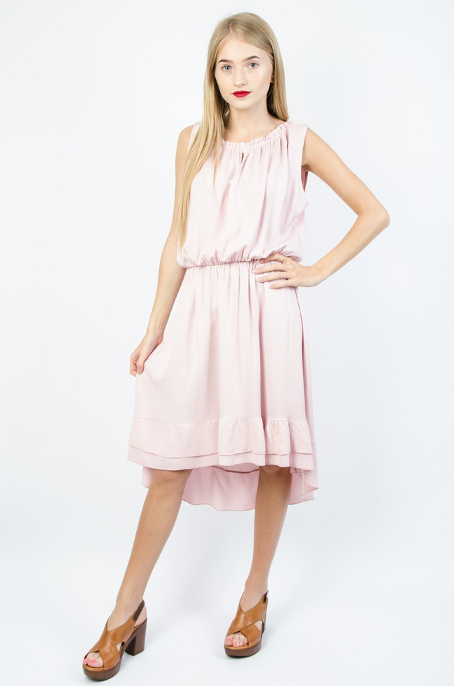 JASNO RÓŻOWA ASYMETRYCZNA SUKIENKA