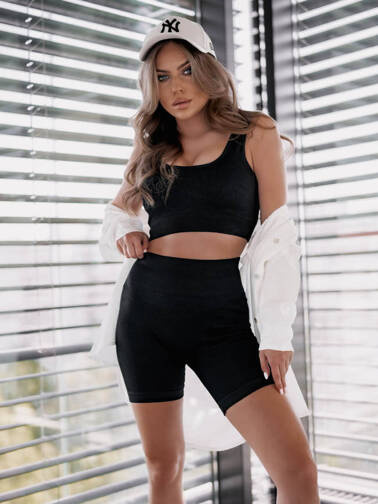 KOMPLET LEGGINSY+ TOP- CZARNY