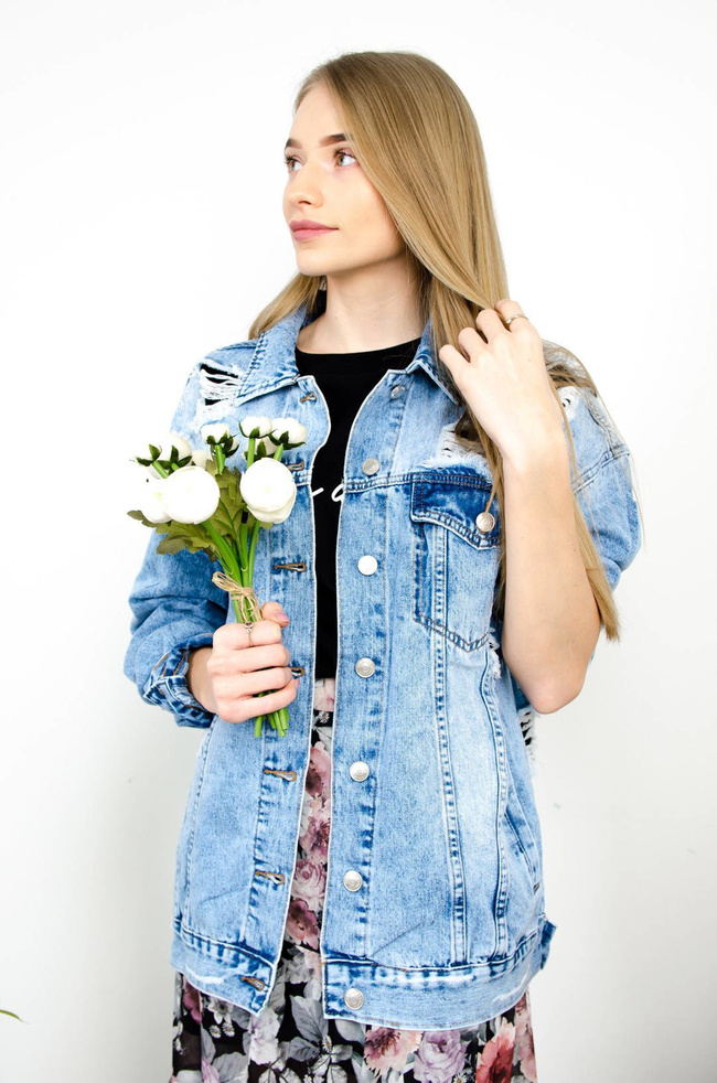 KURTKA JEANSOWA Z PRZETARCIAMI