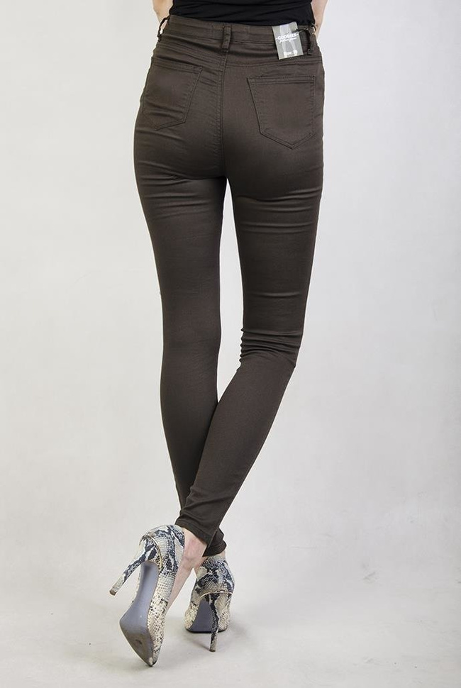 Spodnie khaki skinny z wysokim stanem