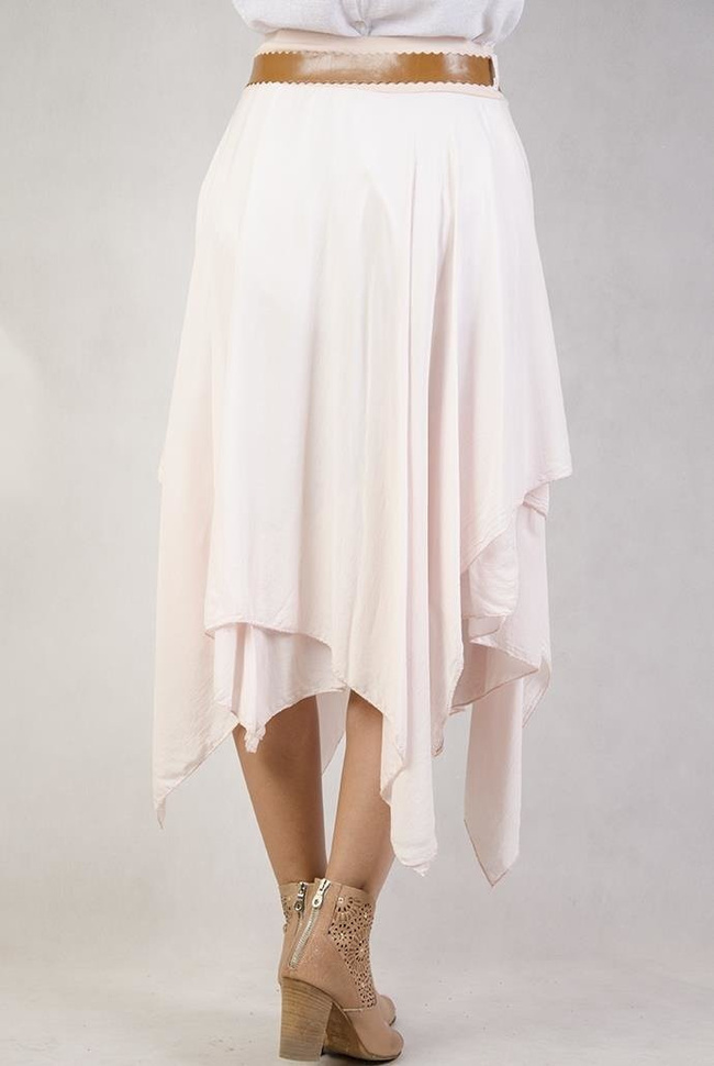 Asymetryczna spódnica z paskiem różowa