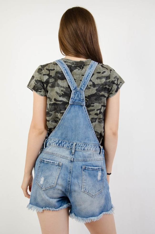 JEANSOWE OGRODNICZKI Z SZARPANIAMI