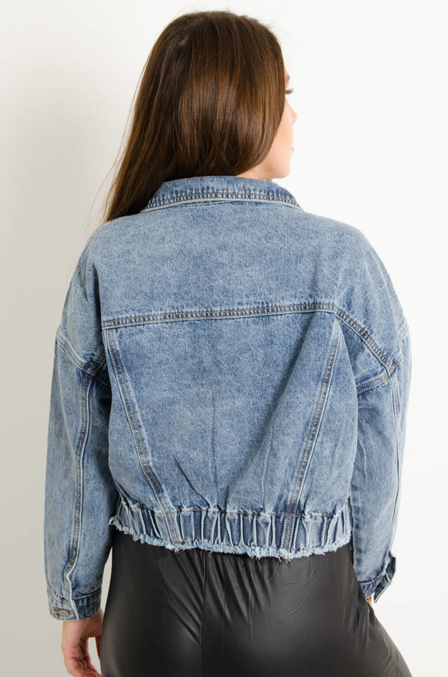 KURTKA JEANSOWA Z GUMĄ W PASIE