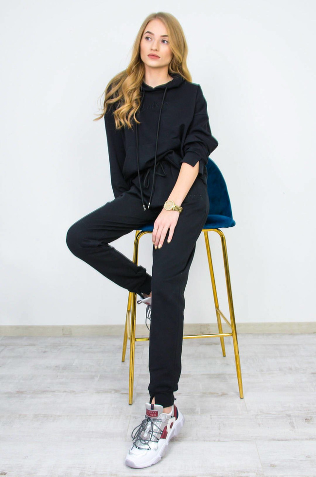 CZARNY BAWEŁNIANY KOMPLET DRESOWY J'ADORE