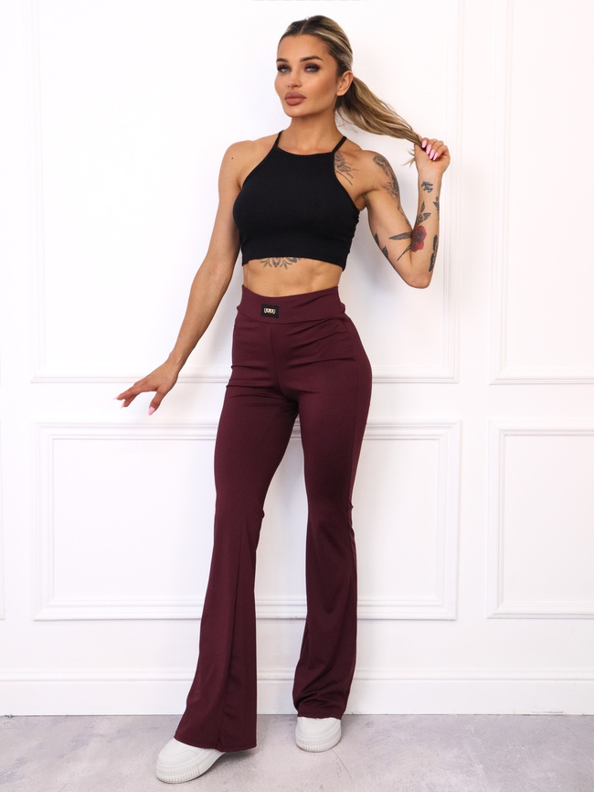 LEGGINSY FLARE Z ROZSZERZANYMI NOGAWKAMI I NASZYWKĄ- BORDOWE