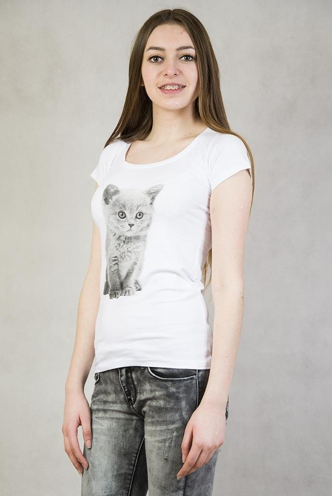 Biała bluzka z kotem