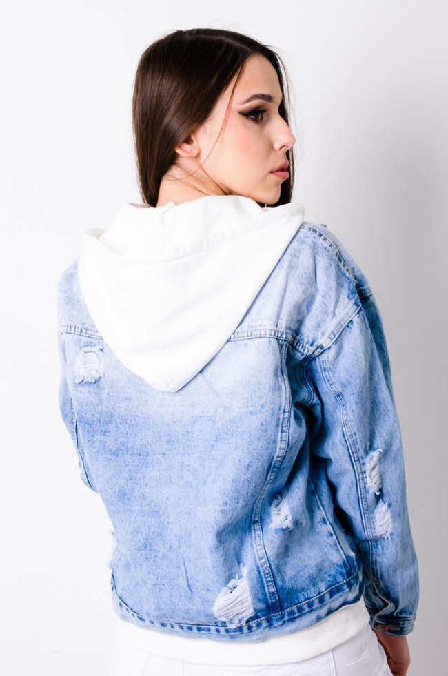 KURTKA JEANSOWA  ALA BLUZA Z KAPTUREM 