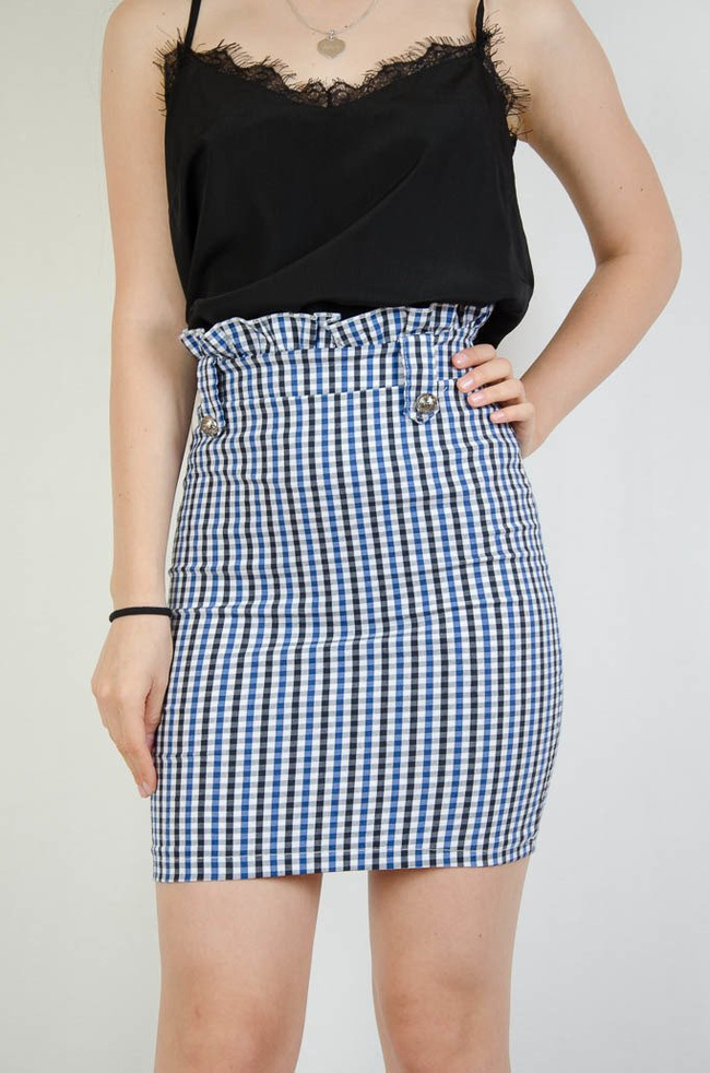 Biało niebieska spódnica w kratę