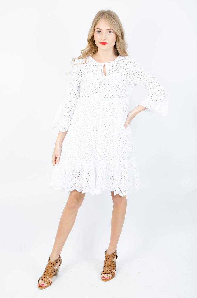 BIAŁA AŻUROWA SUKIENKA