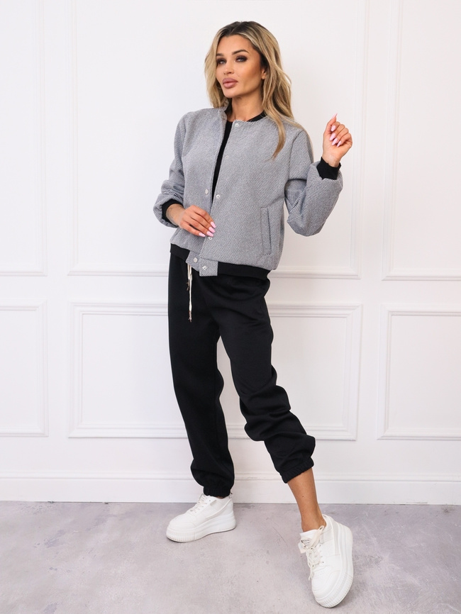 KURTKA BOMBERKA ZAPINANA NA ZATRZASKI- SZARA 