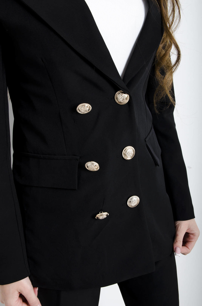 KOMPLET CZARNY MARYNARKA+ SPODNIE